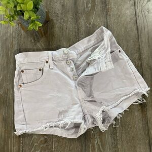 Levi's 501 Lavender Frayed Hem Jean Shorts